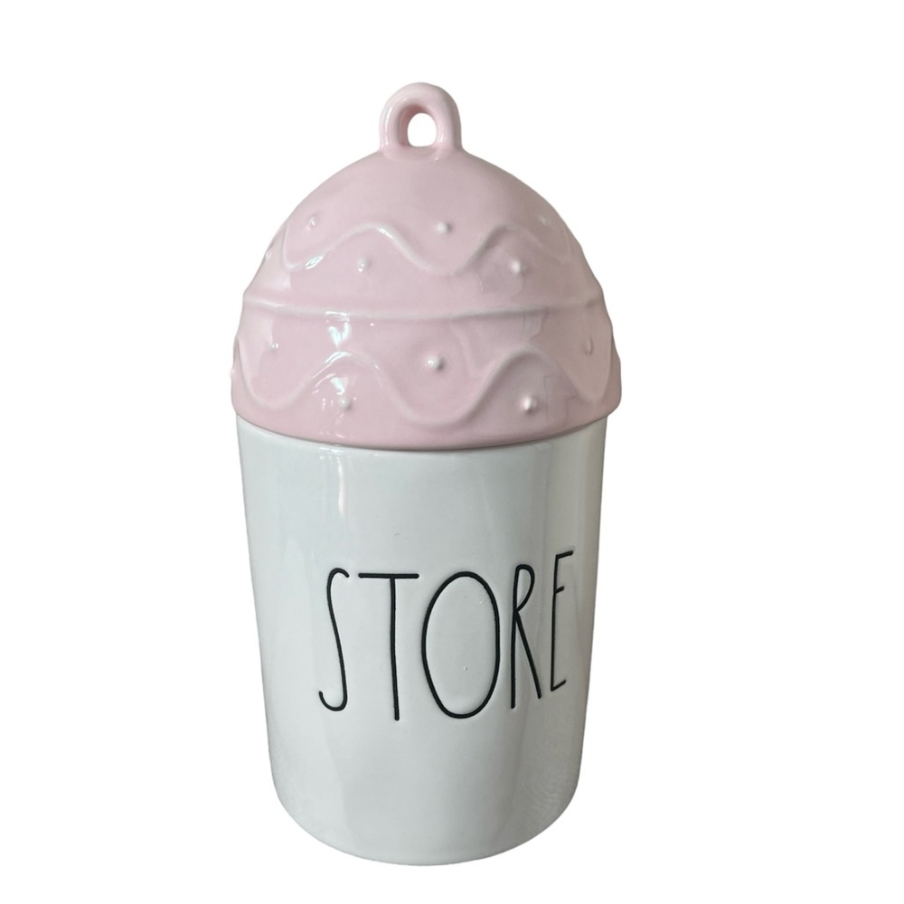 Rae Dunn Cotton Jar with Egg Topper Pink